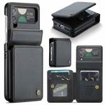 For Samsung Galaxy Z Flip3 5G CaseMe C22 PC+TPU Business Style RFID Anti-theft Leather Phone Case(Black)