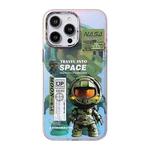 For iPhone 15 Pro Max Fluorescent Laser Astronaut Phone Case(Army Green)