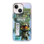 For iPhone 15 Fluorescent Laser Astronaut Phone Case(Army Green)