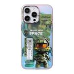 For iPhone 13 Pro Fluorescent Laser Astronaut Phone Case(Army Green)