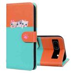 For Google Pixel 7a Cute Pet Series Color Block Buckle Leather Phone Case(Sky Blue)