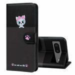 For Google Pixel 7 Cute Pet Series Color Block Buckle Leather Phone Case(Dark Grey)