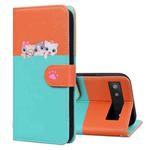 For Google Pixel 6a Cute Pet Series Color Block Buckle Leather Phone Case(Sky Blue)