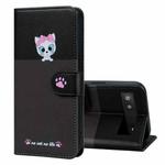 For Google Pixel 6a Cute Pet Series Color Block Buckle Leather Phone Case(Dark Grey)
