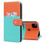 For Google Pixel 4a Cute Pet Series Color Block Buckle Leather Phone Case(Sky Blue)