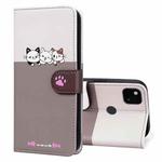 For Google Pixel 4a Cute Pet Series Color Block Buckle Leather Phone Case(Pale Mauve)