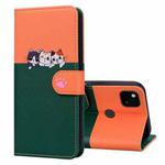 For Google Pixel 4a Cute Pet Series Color Block Buckle Leather Phone Case(Dark Green)