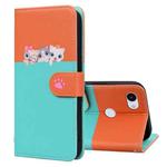 For Google Pixel 3a Cute Pet Series Color Block Buckle Leather Phone Case(Sky Blue)