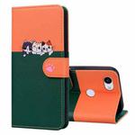 For Google Pixel 3a Cute Pet Series Color Block Buckle Leather Phone Case(Dark Green)