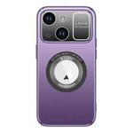 For iPhone 14 Large Window MagSafe Skin Feel PC Phone Case(Purple)