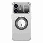 For iPhone 12 Large Window MagSafe Skin Feel PC Phone Case(Silver Gray)