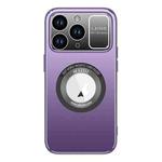 For iPhone 11 Pro Max Large Window MagSafe Skin Feel PC Phone Case(Purple)