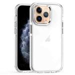 For iPhone 11 Pro Max Two-color TPU Transparent PC Phone Case(White)