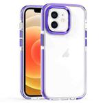 For iPhone 12 / 12 Pro Two-color TPU Transparent PC Phone Case(Purple)