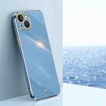 For iPhone 15 XINLI Straight Edge 6D Electroplate TPU Phone Case(Celestial Blue)