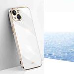 For iPhone 15 XINLI Straight Edge 6D Electroplate TPU Phone Case(White)