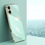 For iPhone 16 Plus XINLI Straight Edge 6D Electroplate TPU Phone Case(Mint Green)