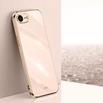 For iPhone 16e XINLI Straight Edge 6D Electroplate TPU Phone Case(Pink)