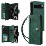 For Google Pixel 9 Pro Rivet Buckle 9 Cards Three Fold Leather Phone Case(Green)