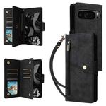 For Google Pixel 10 Pro XL / 9 Pro XL Rivet Buckle 9 Cards Three Fold Leather Phone Case(Black)