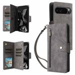 For Google Pixel 10 Pro XL / 9 Pro XL Rivet Buckle 9 Cards Three Fold Leather Phone Case(Grey)