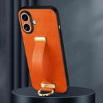 For iPhone 16 Plus SULADA Tide Cool Series PC + Leather Texture Skin Feel Phone Case(Orange)