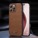 For iPhone 16 Pro Max SULADA Shockproof TPU Hybrid Handmade Leather Phone Case(Brown)