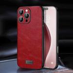 For iPhone 16 Pro Max SULADA Shockproof TPU Hybrid Handmade Leather Phone Case(Red)