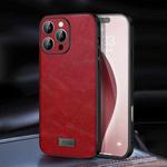 For iPhone 16 Pro SULADA Shockproof TPU Hybrid Handmade Leather Phone Case(Red)