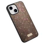 For iPhone 15 Plus SULADA Glittery PC + TPU + Handmade Leather Phone Case(Colorful)