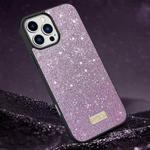 For iPhone 16 Pro Max SULADA Glittery PC Hybrid TPU Handmade Leather Phone Case(Purple)