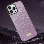 For iPhone 16 Pro SULADA Glittery PC Hybrid TPU Handmade Leather Phone Case(Purple)