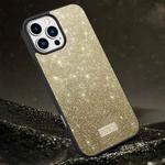 For iPhone 16 Pro SULADA Glittery PC Hybrid TPU Handmade Leather Phone Case(Gold)