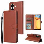 For Xiaomi Redmi 13C 4G 3-Card Slots Multifunctional Leather Phone Case(Brown)