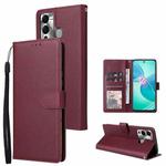 For Infinix Hot 12 Play 3 Card Slots Multifunctional Leather Phone Case(Wine Red)
