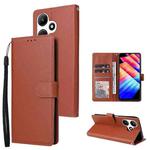 For Infinix Hot 30i 3 Card Slots Multifunctional Leather Phone Case(Brown)