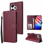 For Infinix Hot 30i 3 Card Slots Multifunctional Leather Phone Case(Wine Red)