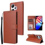 For Infinix Hot 30 Play 3 Card Slots Multifunctional Leather Phone Case(Brown)