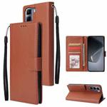 For Infinix Hot 50 4G 3-Card Slots Multifunctional Leather Phone Case(Brown)