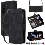 For Samsung Galaxy Z Fold5 5G Crossbody Multi-card Slot Wallet Zipper Leather Phone Case(Black)