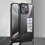 For iPhone 15 SULADA Metal Frame + Nano Glass + TPU Phone Case(Black)