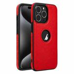 For iPhone 15 Pro Max Leather Texture Stitching Phone Case(Red)