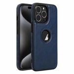 For iPhone 15 Pro Leather Texture Stitching Phone Case(Blue)