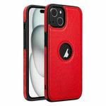 For iPhone 15 Plus Leather Texture Stitching Phone Case(Red)