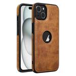 For iPhone 15 Plus Leather Texture Stitching Phone Case(Brown)