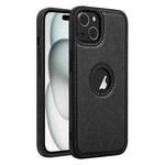 For iPhone 15 Leather Texture Stitching Phone Case(Black)