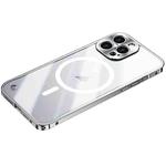 For iPhone 15 Pro Max Metal Frame Frosted PC Shockproof MagSafe Case(Silver)