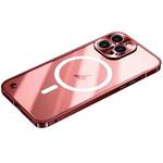 For iPhone 15 Pro Max Metal Frame Frosted PC Shockproof MagSafe Case(Red)