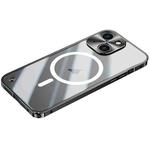 For iPhone 15 Metal Frame Frosted PC Shockproof MagSafe Case(Black)