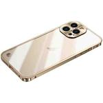 For iPhone 15 Pro Max Metal Frame Frosted PC Shockproof Phone Case(Gold)